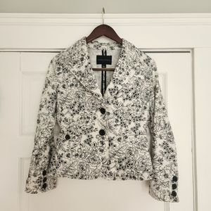 Banana Republic linen blazer white navy floral rose pattern size medium spring
